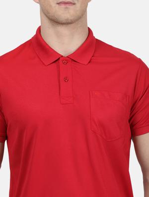 red solid polo t-shirt - 17619555 - Standard Image - 5
