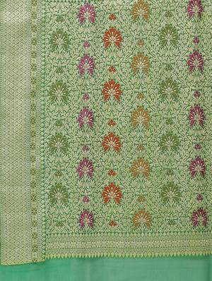 green georgette banarasi saree with blouse - 17619715 - Standard Image - 4