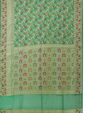 green georgette banarasi saree with blouse - 17619715 - Standard Image - 6