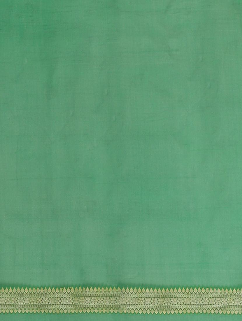 green georgette banarasi saree with blouse - 17619715 - Zoom Image - 5