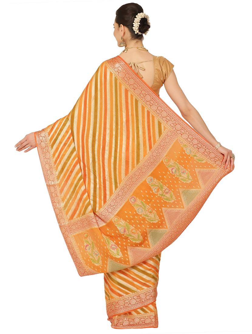 orange georgette banarasi saree with blouse - 17619718 - Zoom Image - 2