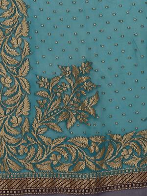 green georgette banarasi saree with blouse - 17619720 - Standard Image - 4