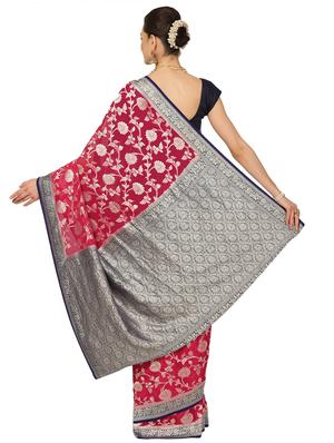 pink georgette banarasi saree with blouse - 17619722 - Standard Image - 2