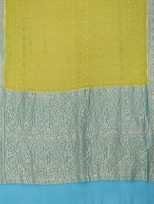 green georgette banarasi saree with blouse - 17619725 - Standard Image - 4