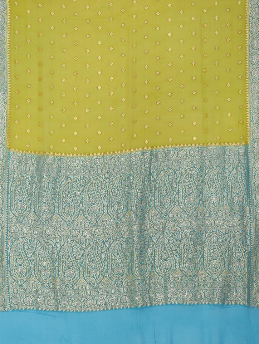 green georgette banarasi saree with blouse - 17619725 - Zoom Image - 4