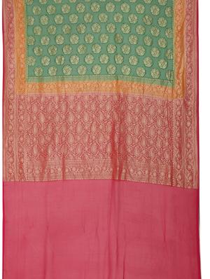 green georgette banarasi saree with blouse - 17619726 - Standard Image - 5