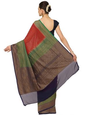 maroon georgette banarasi saree with blouse - 17619727 - Standard Image - 2