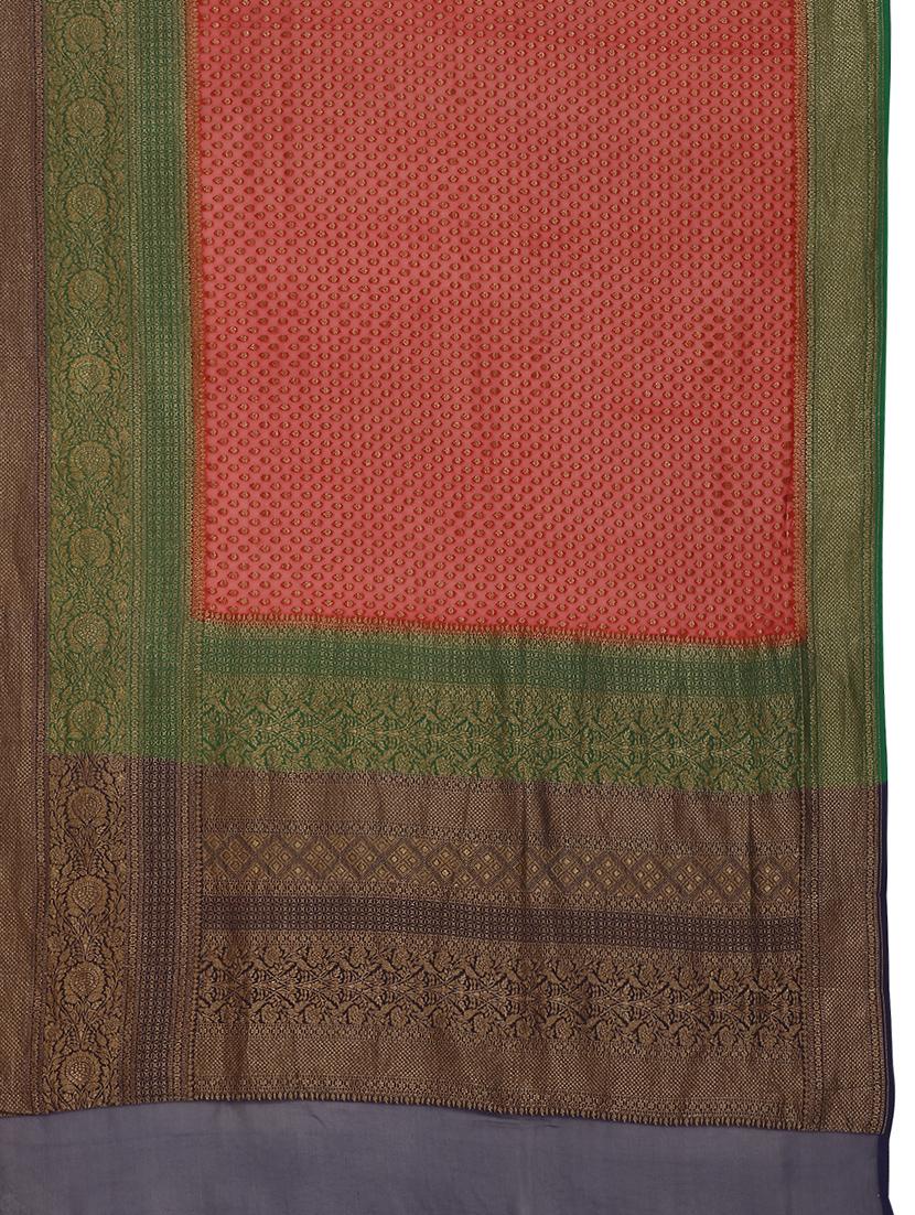 maroon georgette banarasi saree with blouse - 17619727 - Zoom Image - 4