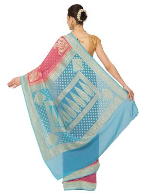 pink georgette banarasi saree with blouse - 17619731 - Standard Image - 2