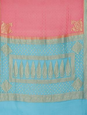 pink georgette banarasi saree with blouse - 17619731 - Standard Image - 5