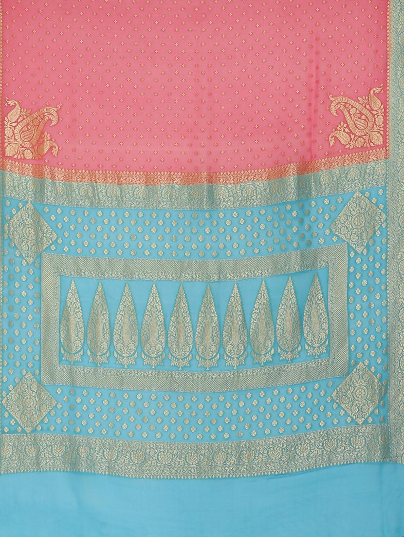 pink georgette banarasi saree with blouse - 17619731 - Zoom Image - 5