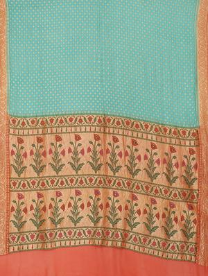 green georgette banarasi saree with blouse - 17619732 - Standard Image - 6