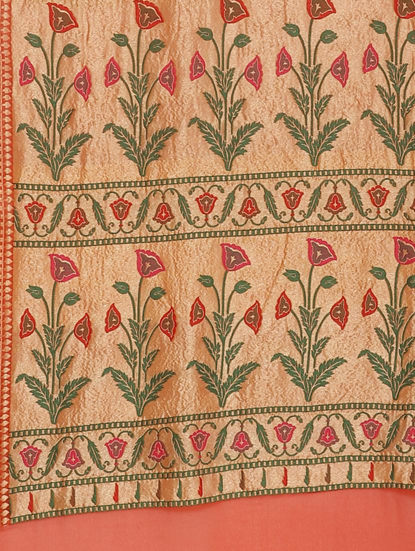 green georgette banarasi saree with blouse - 17619732 - Zoom Image - 5