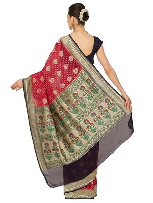purple georgette banarasi saree with blouse - 17619733 - Standard Image - 2