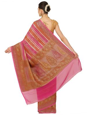 pink georgette banarasi saree with blouse - 17619737 - Standard Image - 2