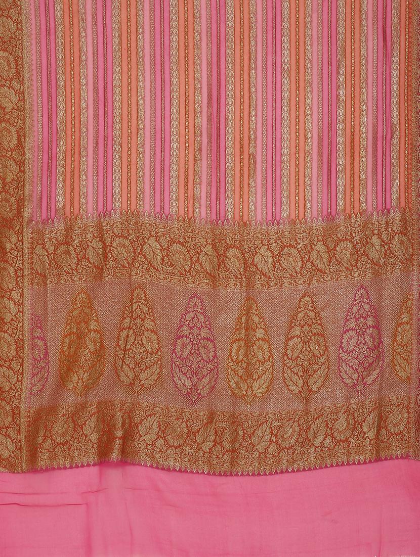 pink georgette banarasi saree with blouse - 17619737 - Zoom Image - 4