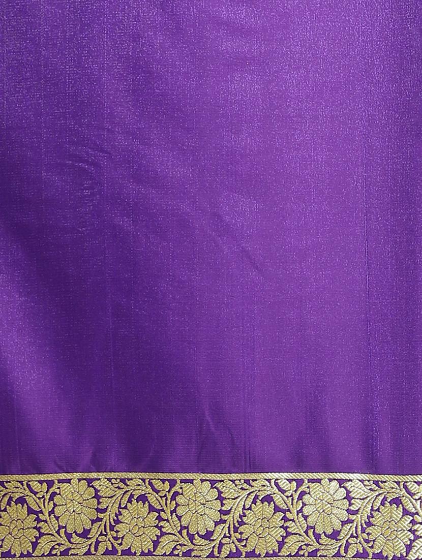 red satin banarasi saree with blouse - 17619820 - Zoom Image - 5