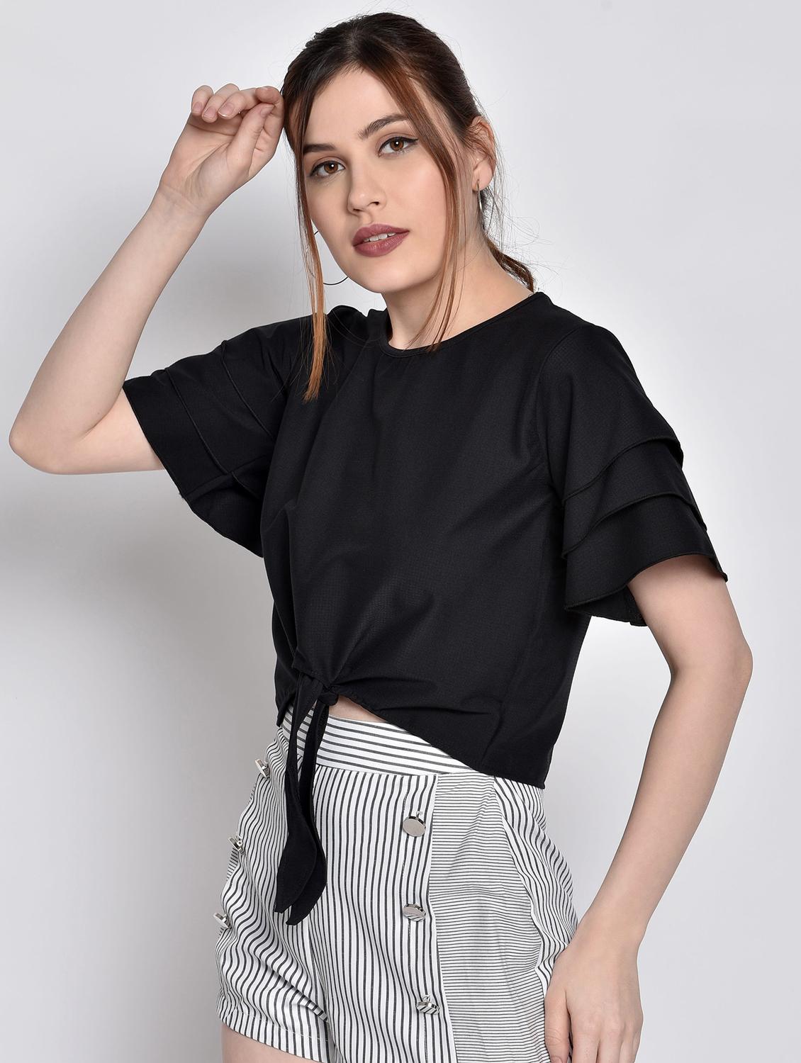 tie front crop top - 17619898 - Zoom Image - 2