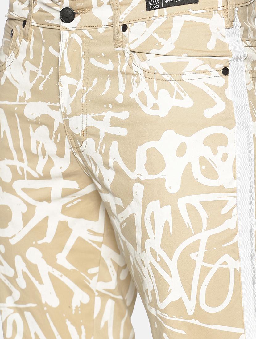 brown printed slashed knee denim jeans - 17619937 - Zoom Image - 5