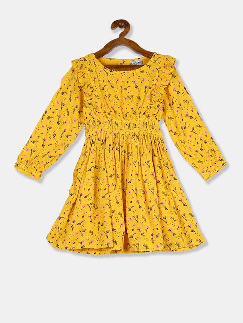 yellow cotton frock - 17620090 - Very Small Image - 1