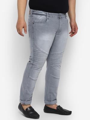 grey light washed biker denim jeans - 17620318 - Standard Image - 3