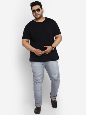 grey light washed biker denim jeans - 17620318 - Standard Image - 5