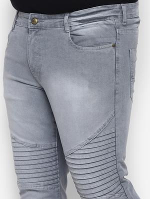grey light washed biker denim jeans - 17620318 - Standard Image - 6