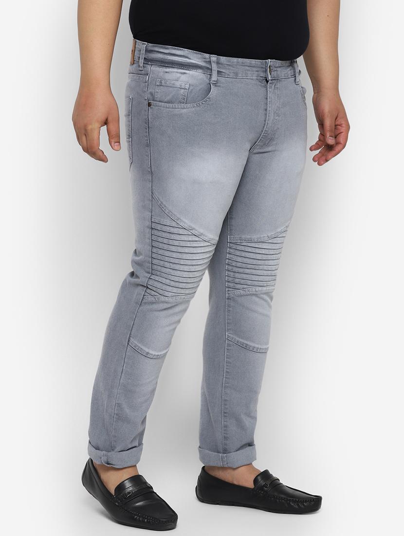 grey light washed biker denim jeans - 17620318 - Zoom Image - 3