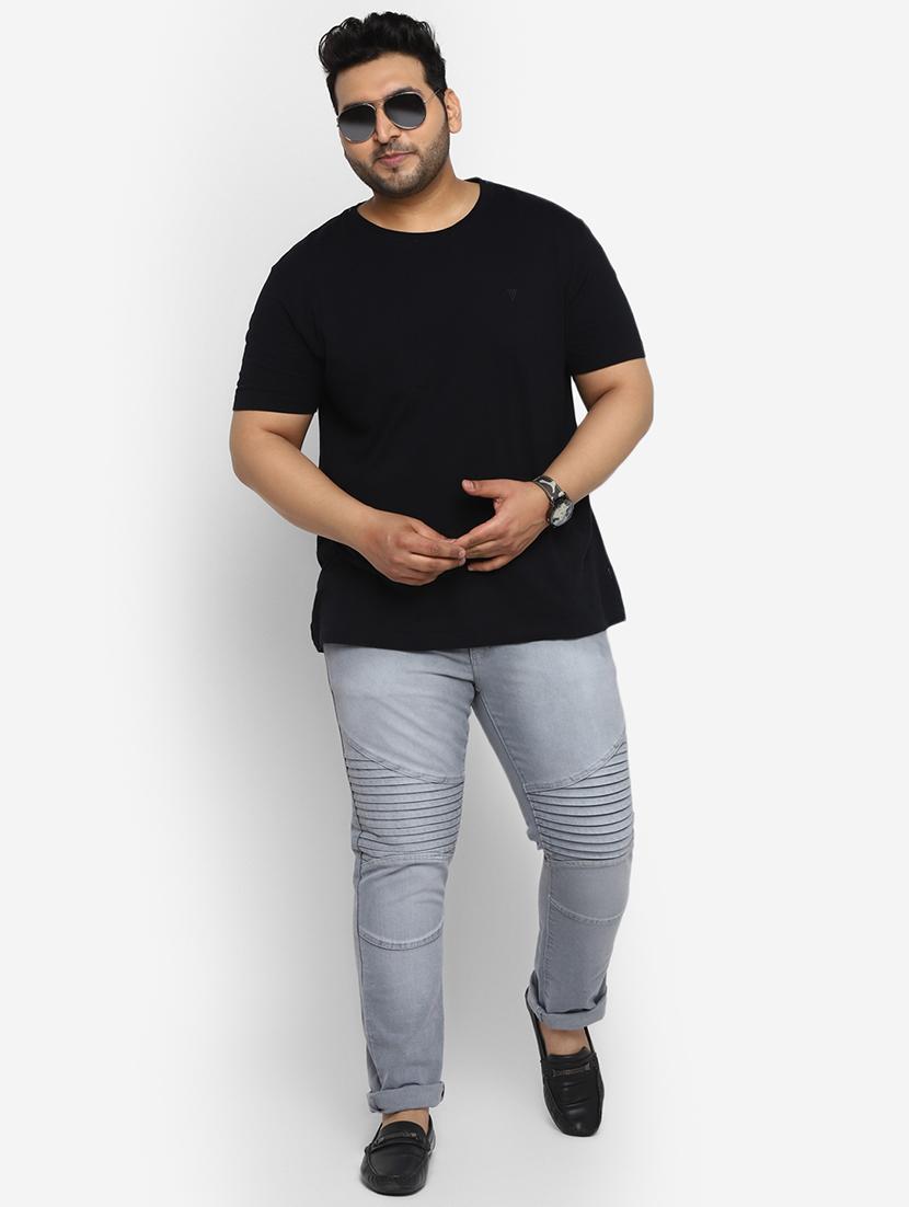 grey light washed biker denim jeans - 17620318 - Zoom Image - 5