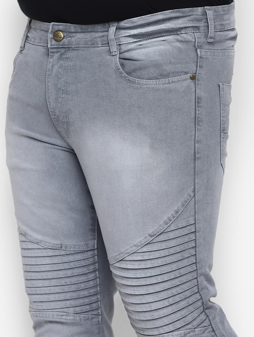 grey light washed biker denim jeans - 17620318 - Zoom Image - 6
