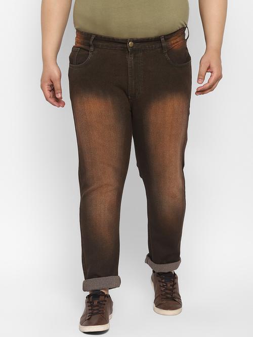 brown heavy washed denim jeans - 17620319 - Standard Image - 1