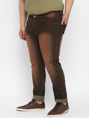 brown heavy washed denim jeans - 17620319 - Standard Image - 3