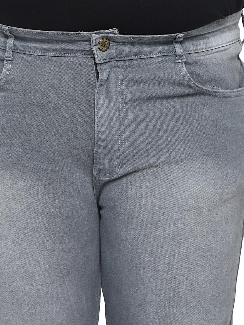 grey light washed slashed knee denim jeans - 17620330 - Zoom Image - 6