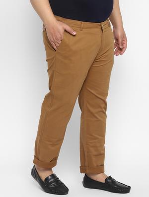 plus brown solid chinos - 17620353 - Standard Image - 2