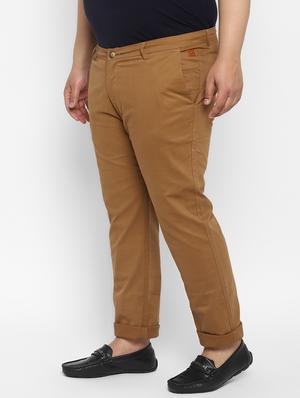 plus brown solid chinos - 17620353 - Standard Image - 3