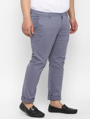 plus blue solid chinos - 17620356 - Standard Image - 3