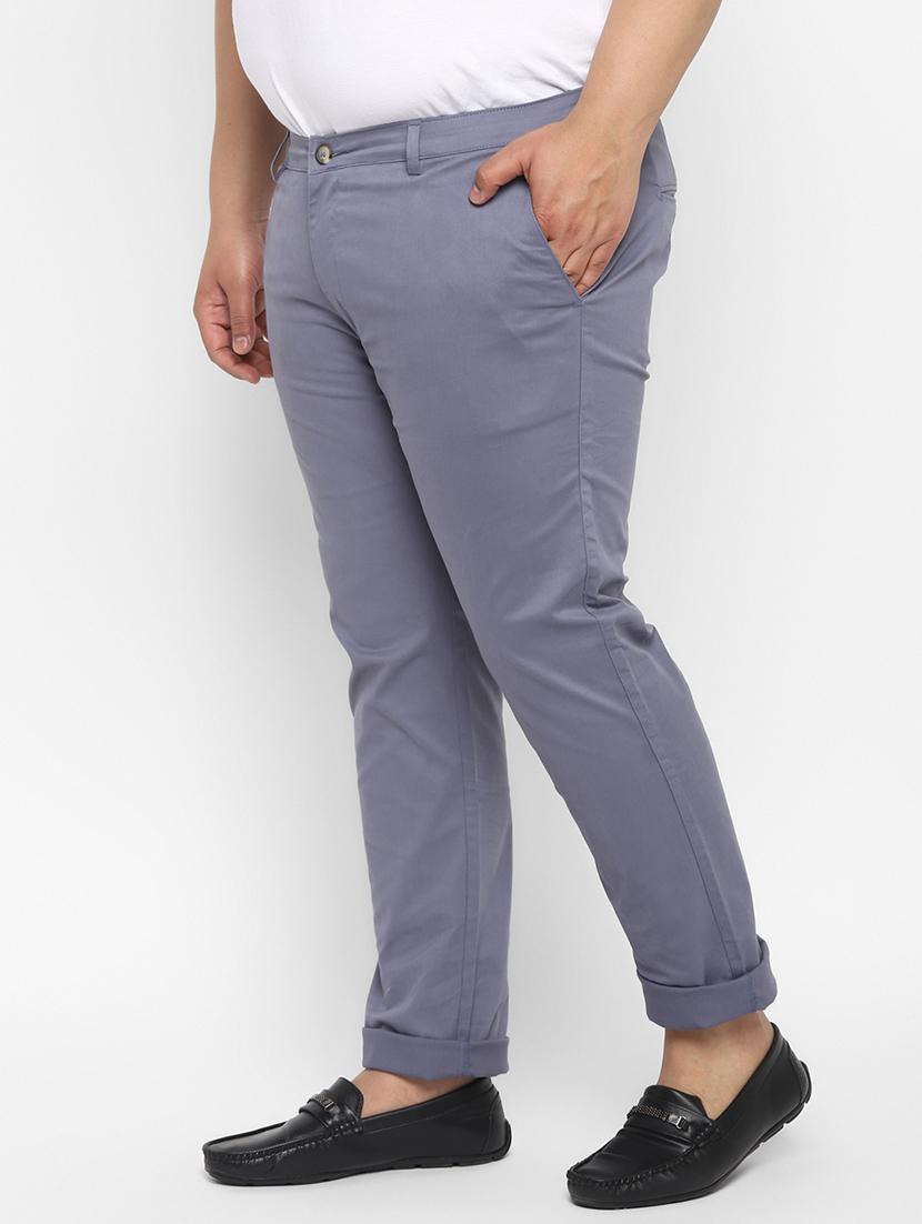 plus blue solid chinos - 17620356 - Zoom Image - 2