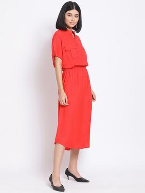 blouson waist maxi dress - 17620631 - Standard Image - 2