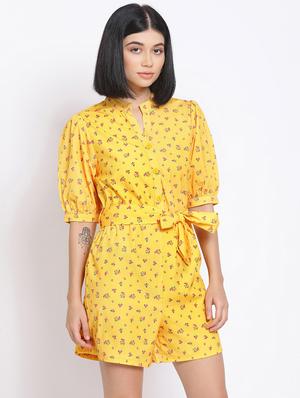 tie front floral romper - 17620638 - Standard Image - 2