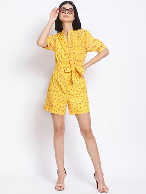 tie front floral romper - 17620638 - Standard Image - 4