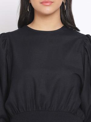 smocked waist solid top - 17620649 - Standard Image - 5