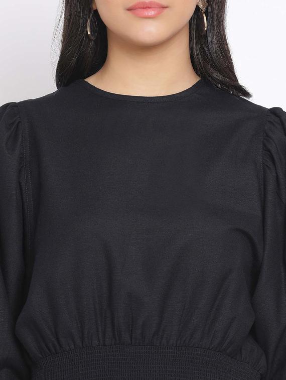 smocked waist solid top - 17620649 - Zoom Image - 5