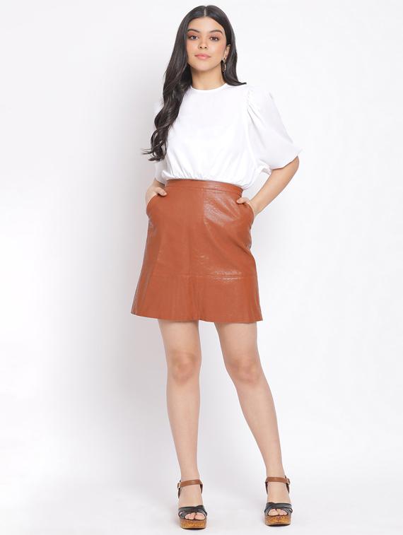 smocked waist solid top - 17620650 - Zoom Image - 4