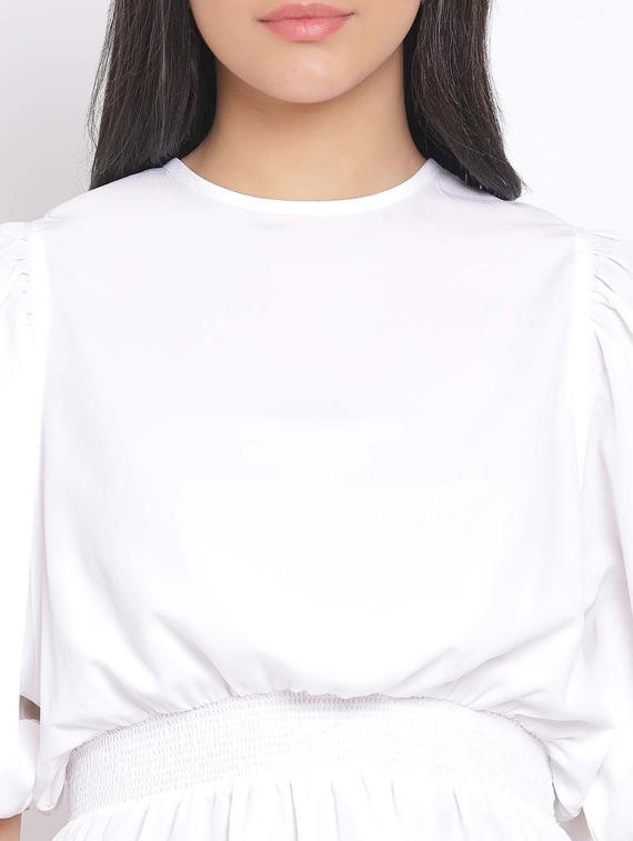 smocked waist solid top - 17620650 - Zoom Image - 5
