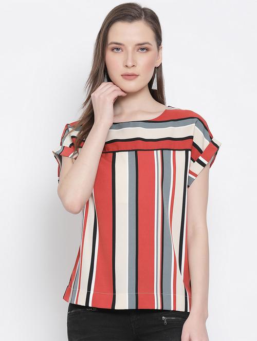 round neck striped top - 17620653 - Standard Image - 1