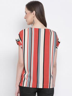 round neck striped top - 17620653 - Standard Image - 3