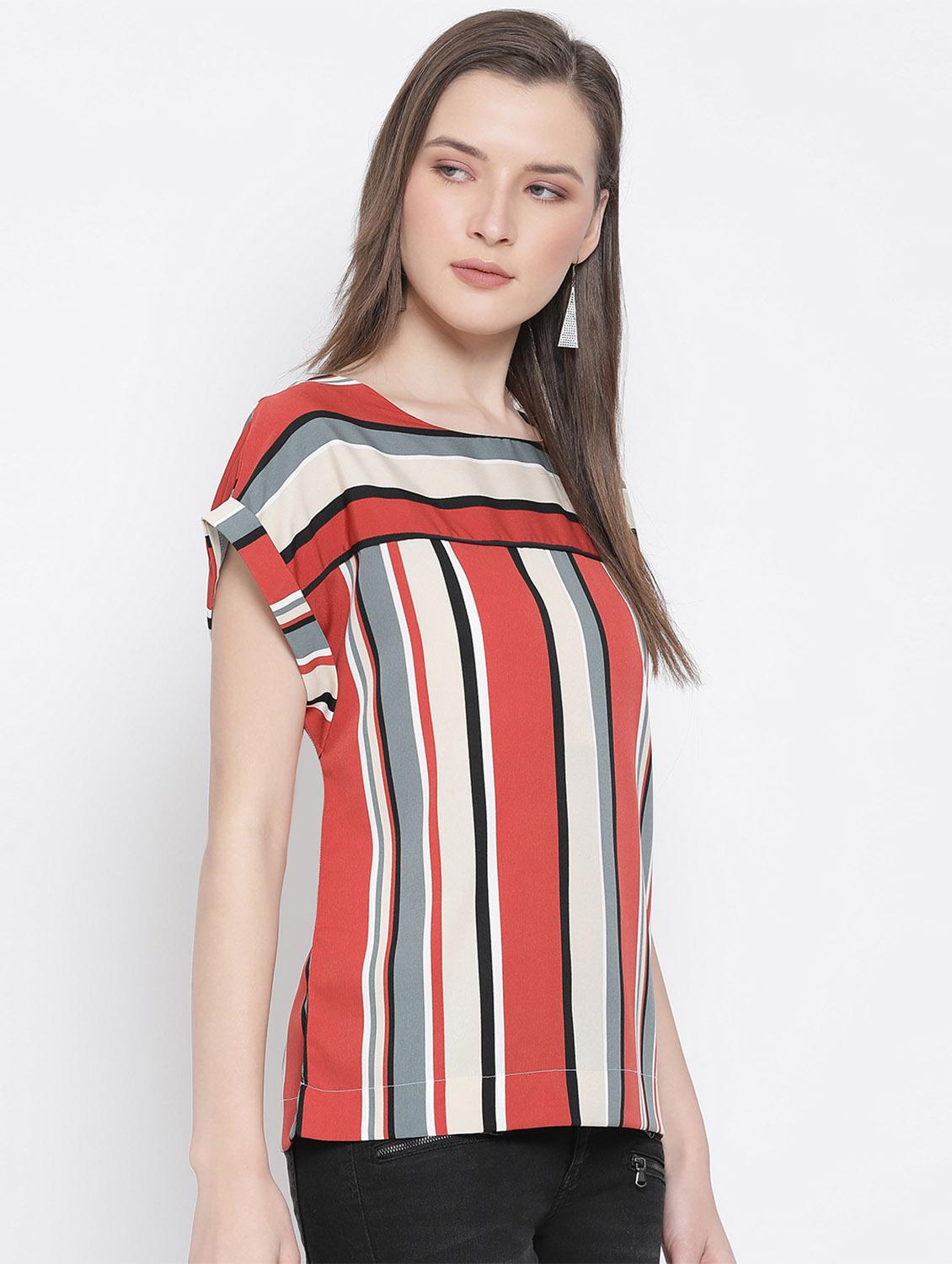 round neck striped top - 17620653 - Zoom Image - 2