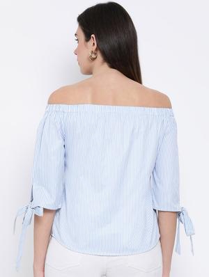 off shoulder striped top - 17620654 - Standard Image - 3