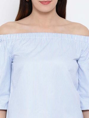 off shoulder striped top - 17620654 - Standard Image - 5