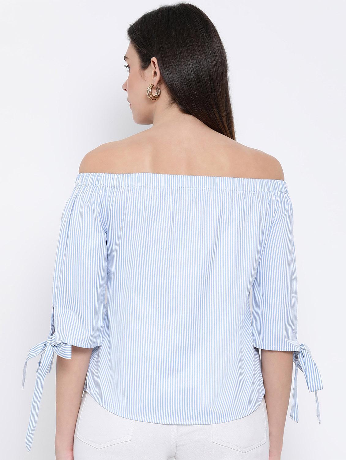 off shoulder striped top - 17620654 - Zoom Image - 3